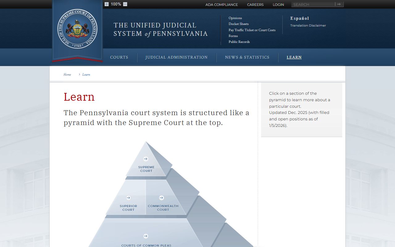 Warren County court records Pennsylvania court structure overview
