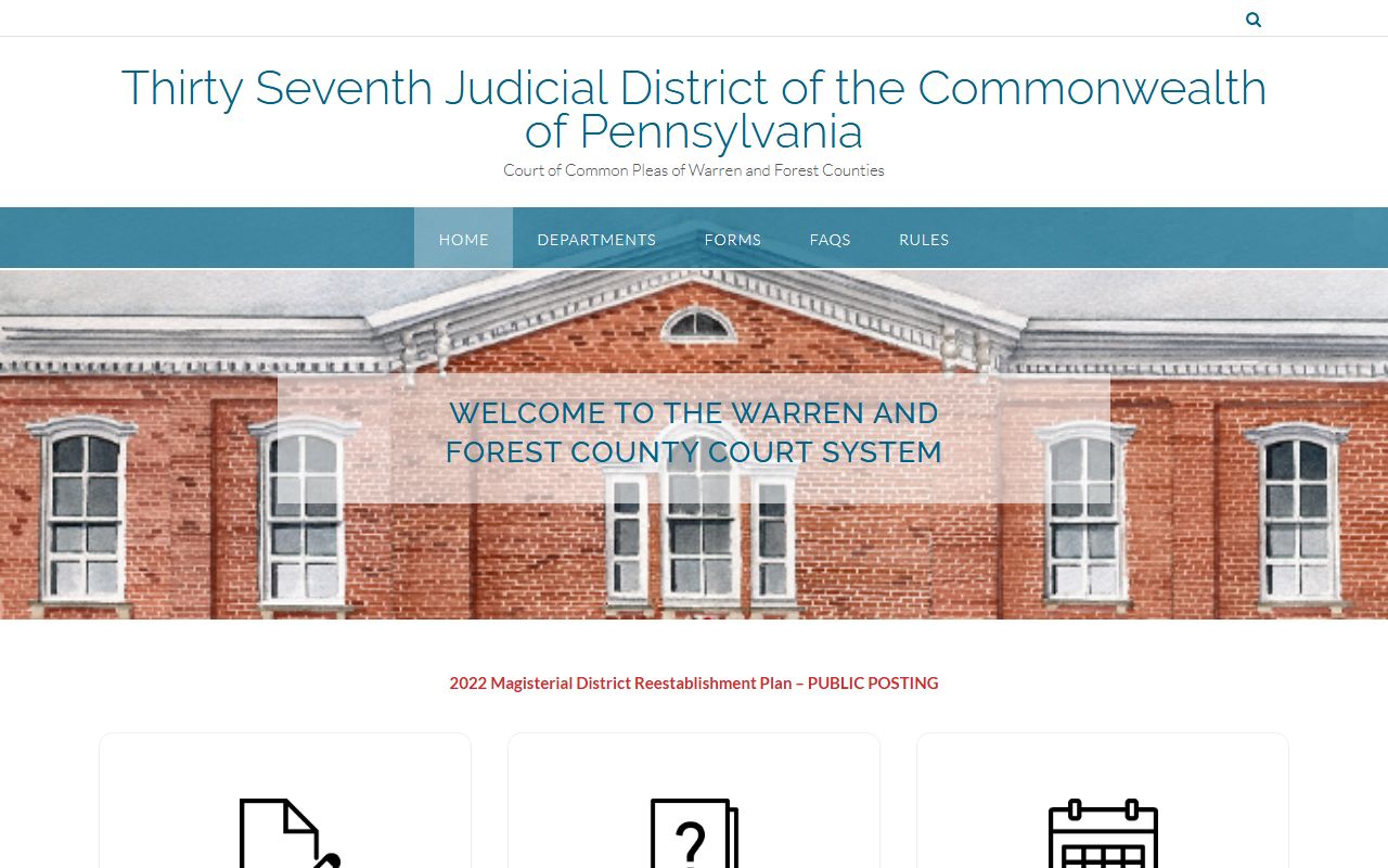 Warren County court records 37th Judicial District homepage