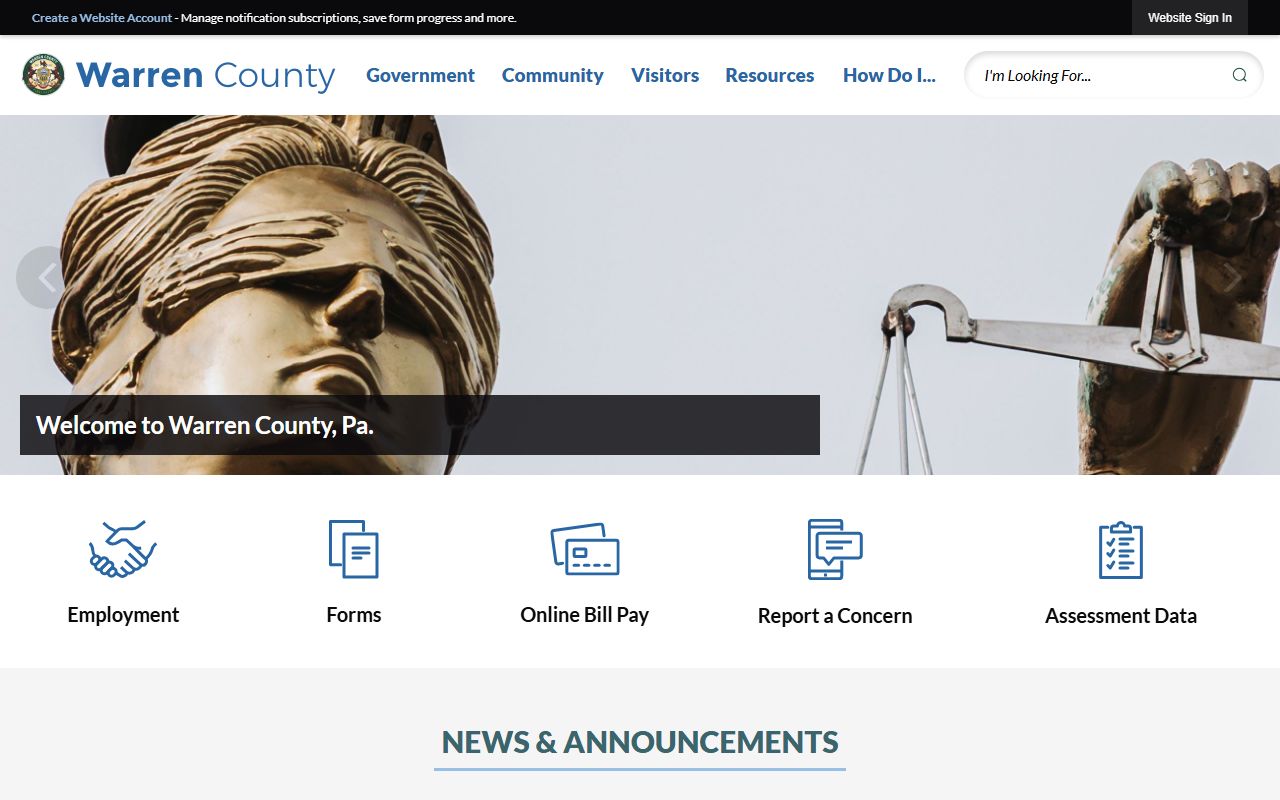 Warren County court records official county homepage