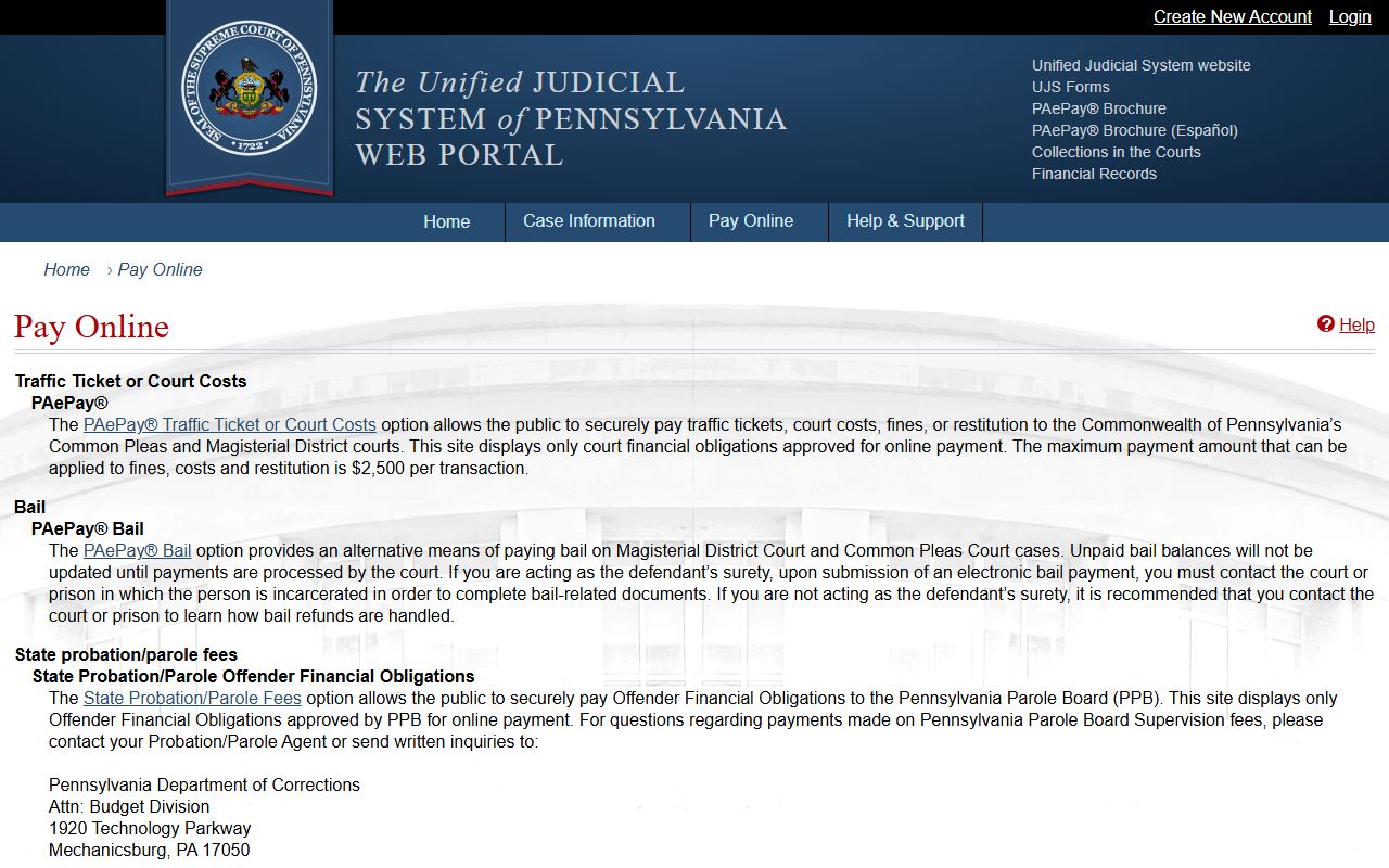 Warren County court dockets UJS pay online explanation