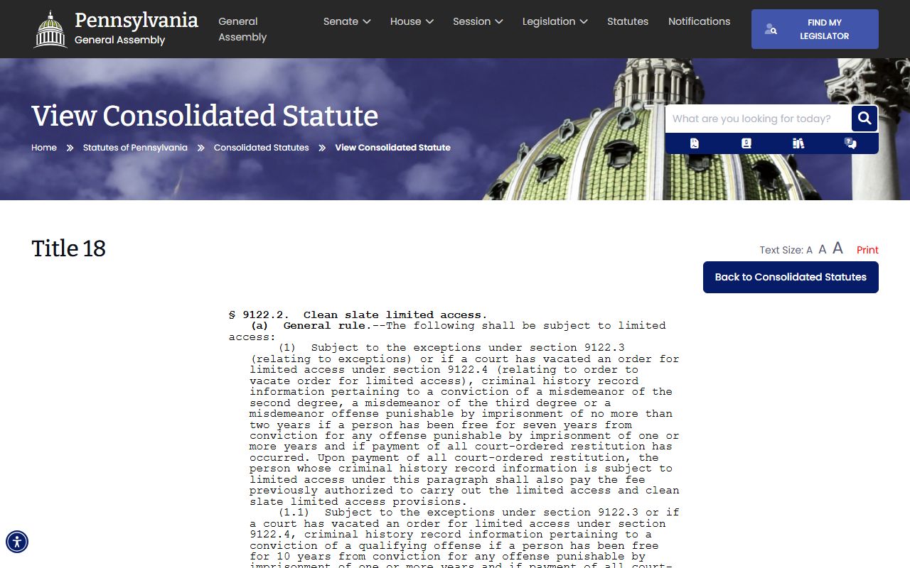 Warren County court records Clean Slate limited access statute