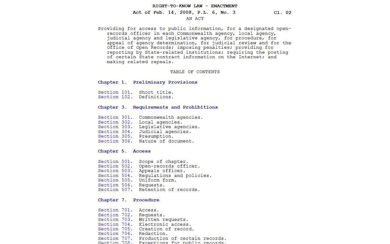 Warren County court records Pennsylvania Right-to-Know Law