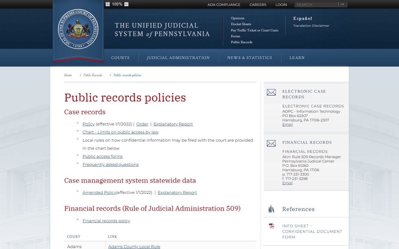 Warren County court records public access policies