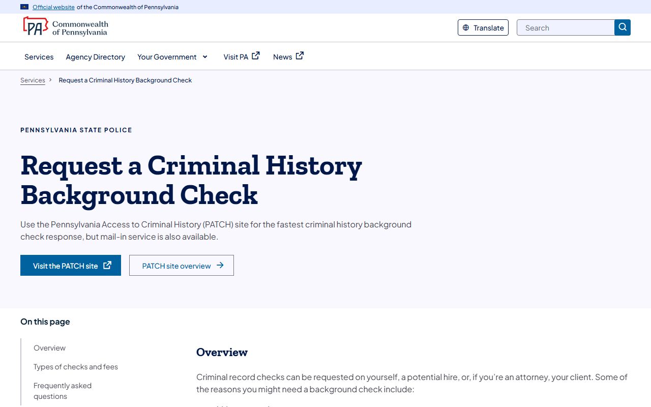 Warren County criminal court records Pennsylvania criminal history background check service