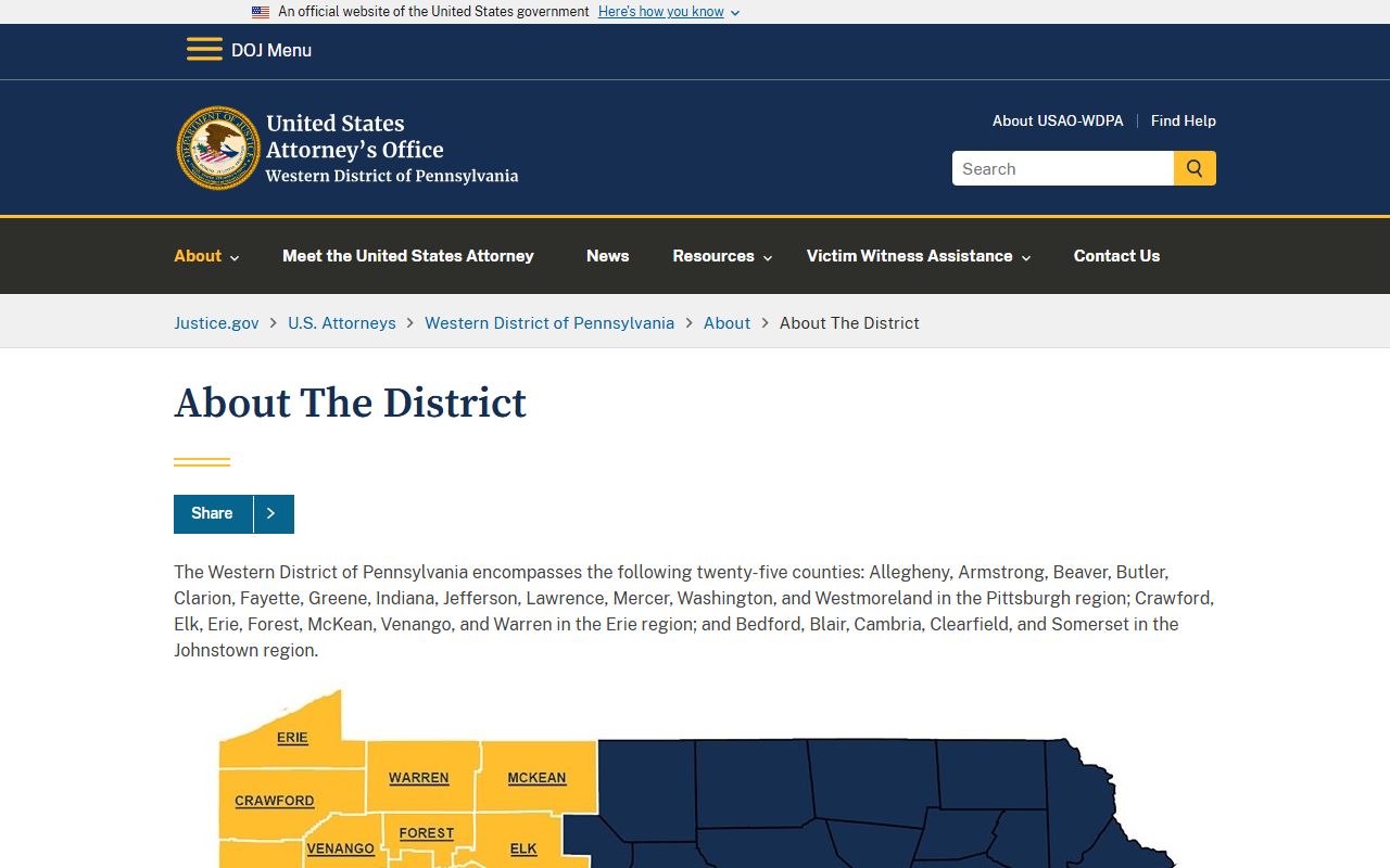 Warren County criminal court records U.S. Attorney Western District coverage