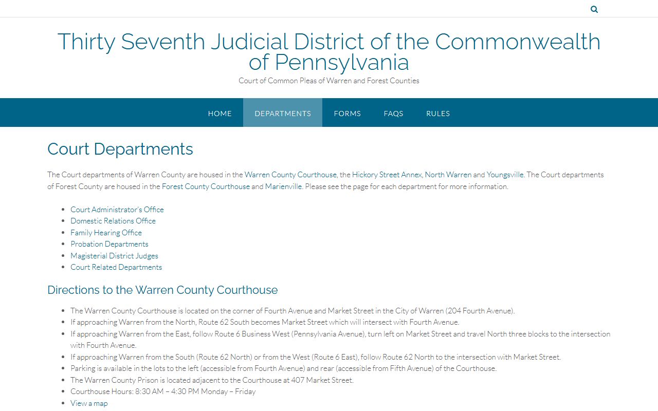 Warren County Court of Common Pleas departments and directions