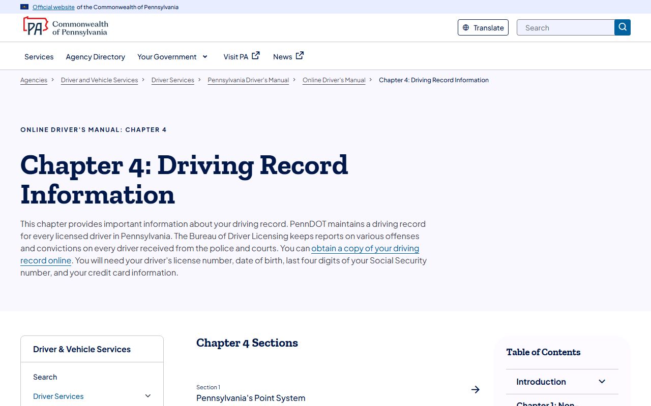 Warren County traffic court records PennDOT driving record information