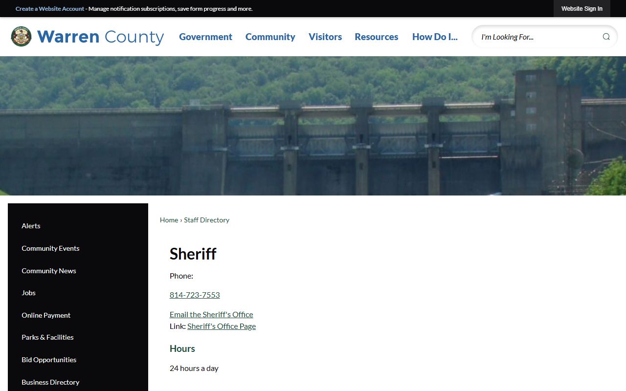 Warren County warrant search Sheriff staff directory